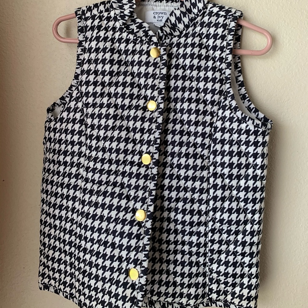 Toddler Girl Vest Houndstooth 3T
